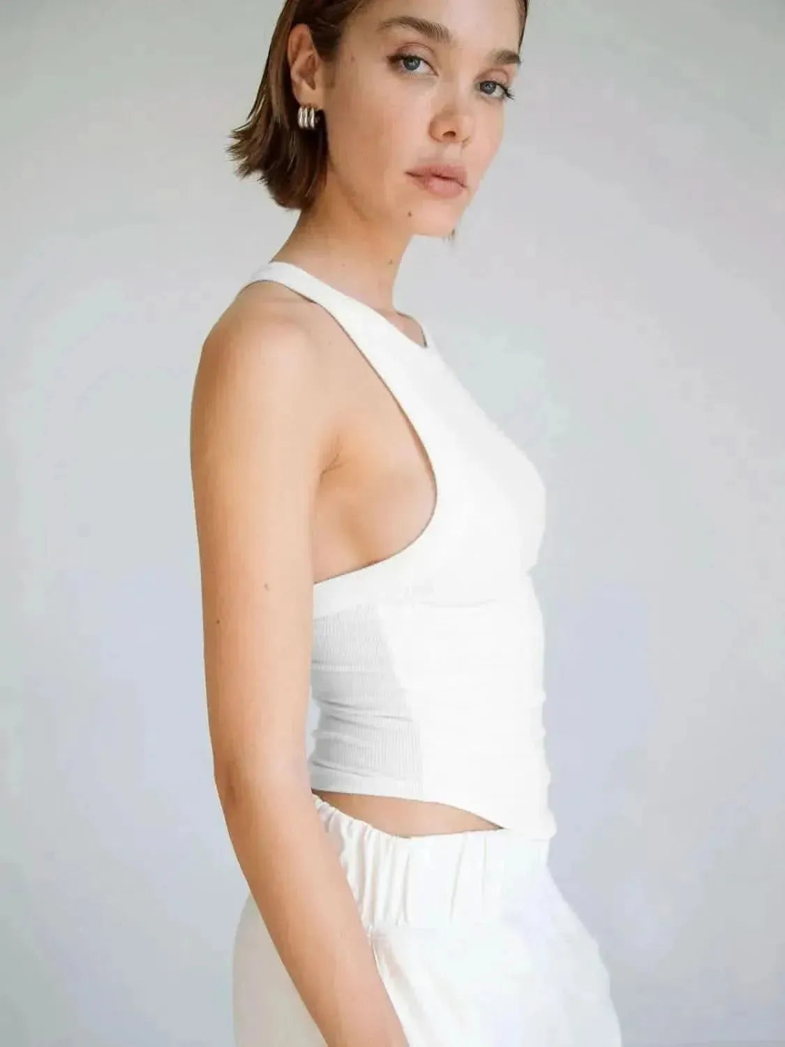 Halter Neck Ribbed Cropped Top - Bad Moms Club