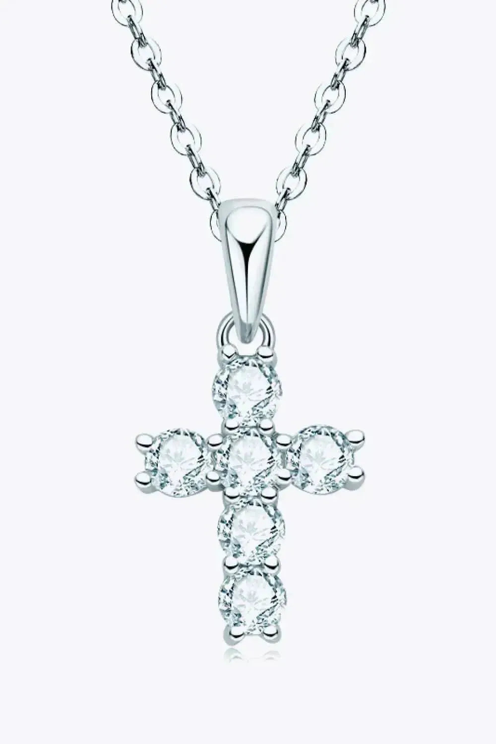 925 Sterling Silver Cross Moissanite Pendant Necklace - Bad Moms Club