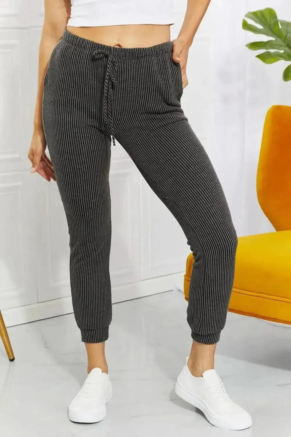 Blumin Apparel Full Size Easy Living Ribbed Joggers - Bad Moms Club