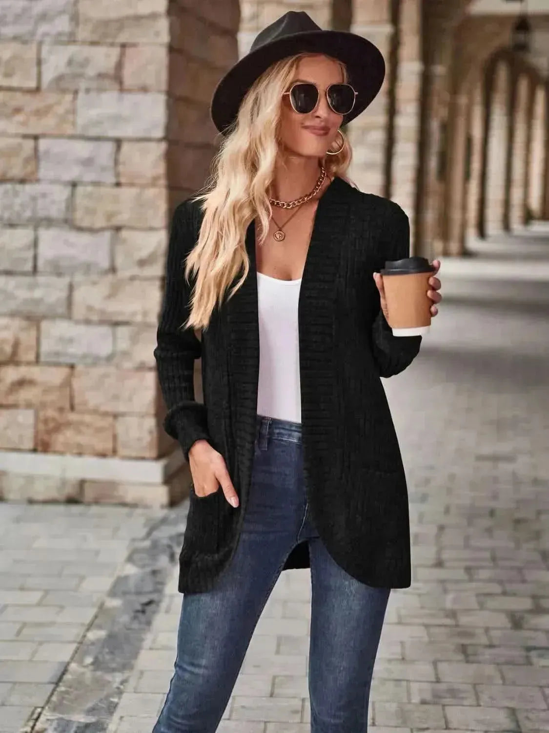 Open Front Cardigan with Pockets - Bad Moms Club