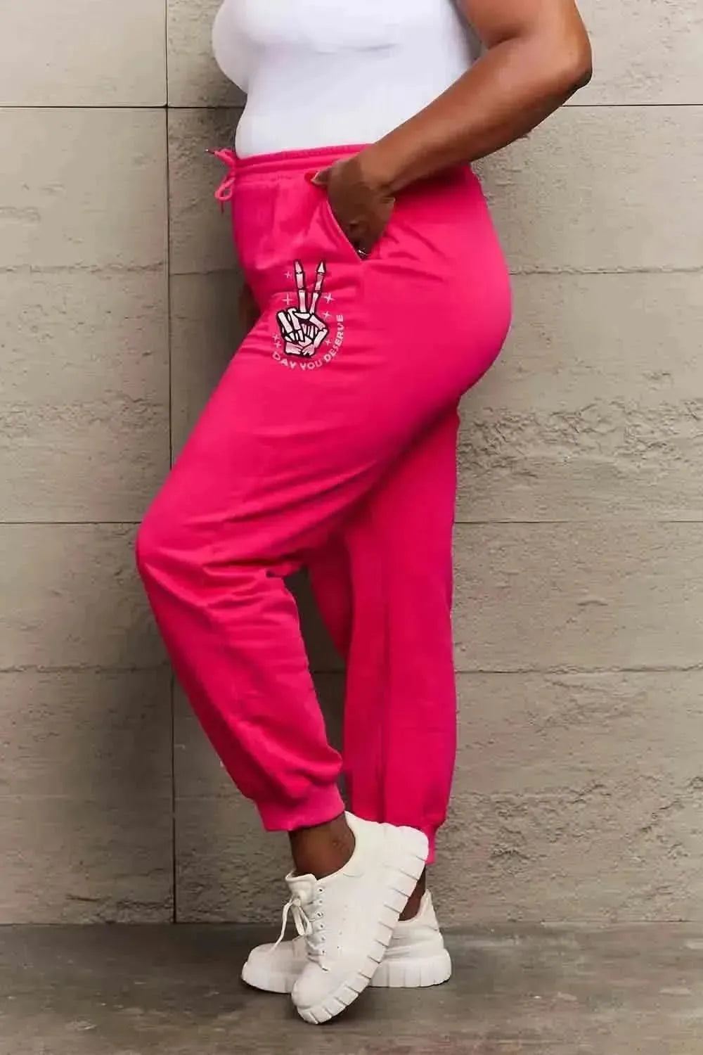 Simply Love Simply Love Full Size Drawstring DAY YOU DESERVE Graphic Long Sweatpants - Bad Moms Club