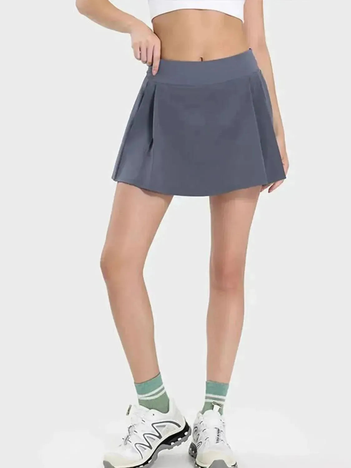 Pleated Detail Mid-Rise Waist Active Skirt - Bad Moms Club