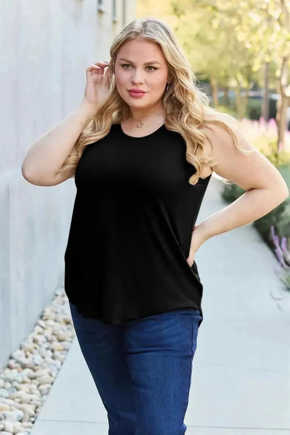 Basic Bae Bamboo Full Size Round Neck Tank - Bad Moms Club
