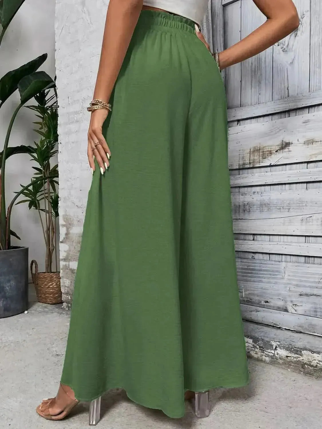 Honey Tied High Waist Wide Leg Pants - Bad Moms Club