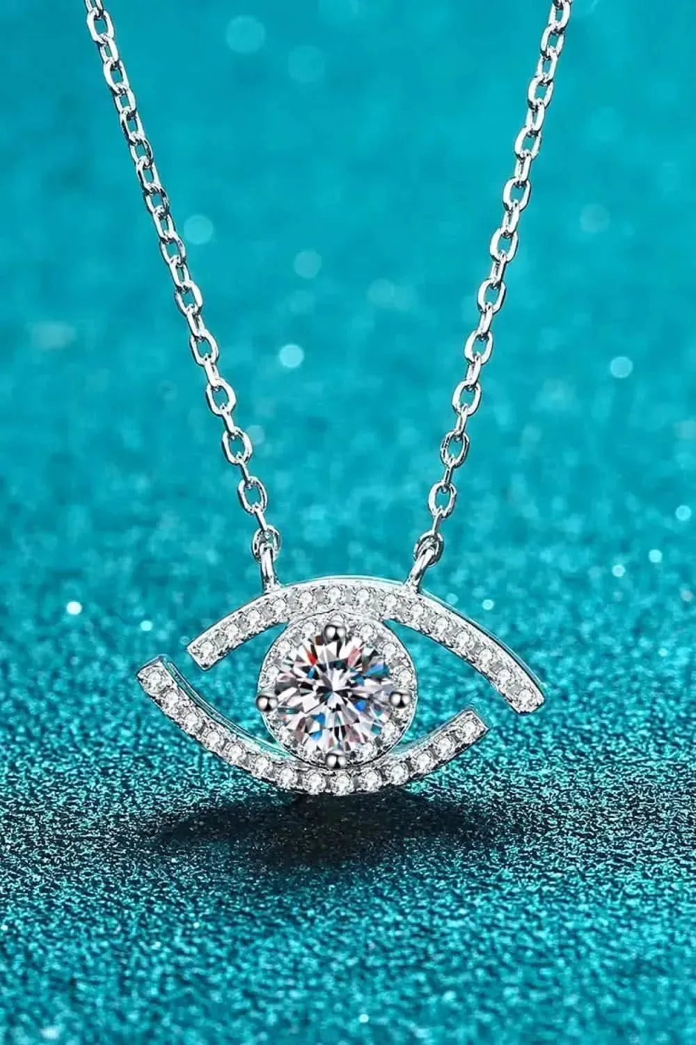 Moissanite Evil Eye Pendant 925 Sterling Silver Necklace - Bad Moms Club
