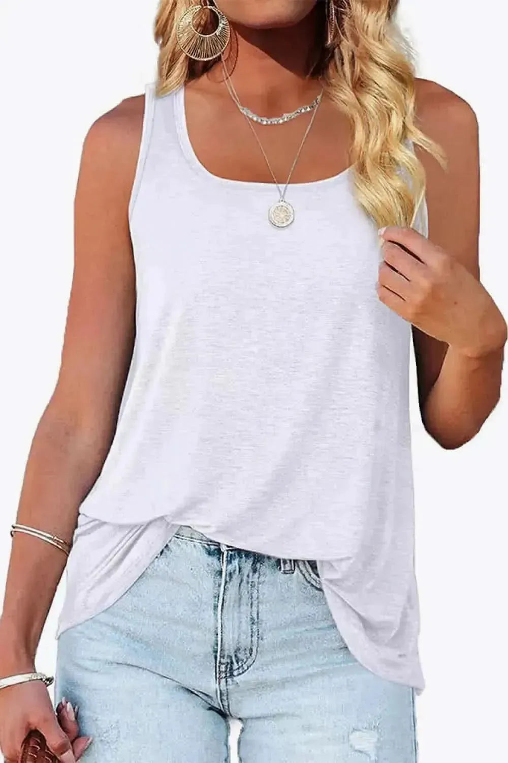 Curved Hem Square Neck Tank - Bad Moms Club