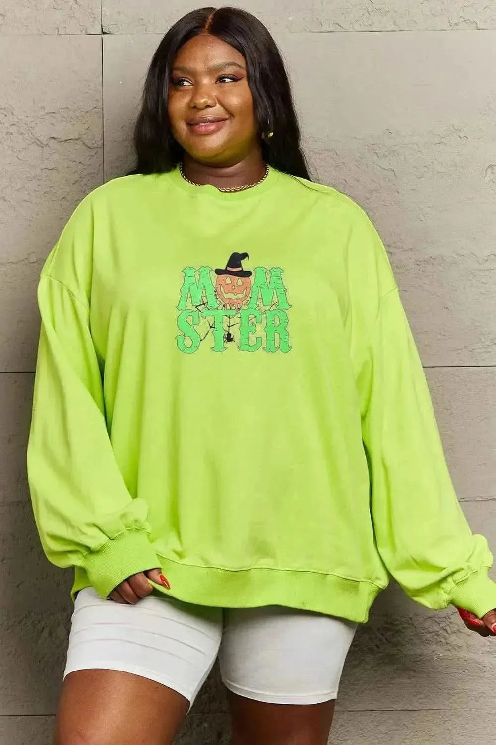 Simply Love Full Size Drop Shoulder Graphic Sweatshirt - Bad Moms Club