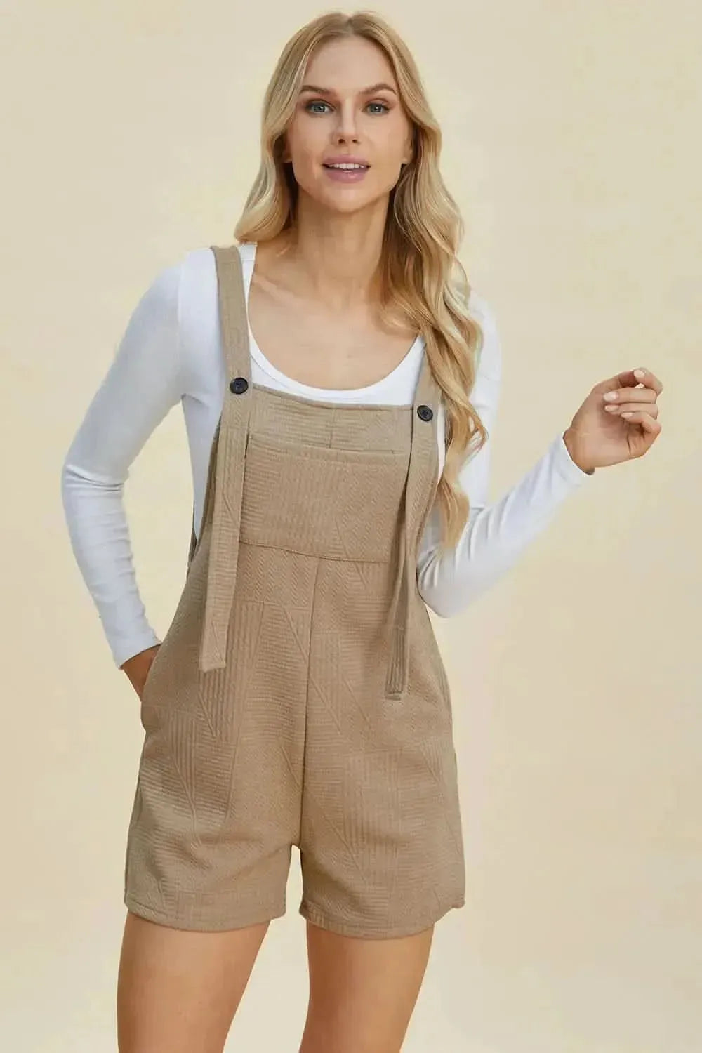 Double Take Full Size Texture Sleeveless Romper - Bad Moms Club