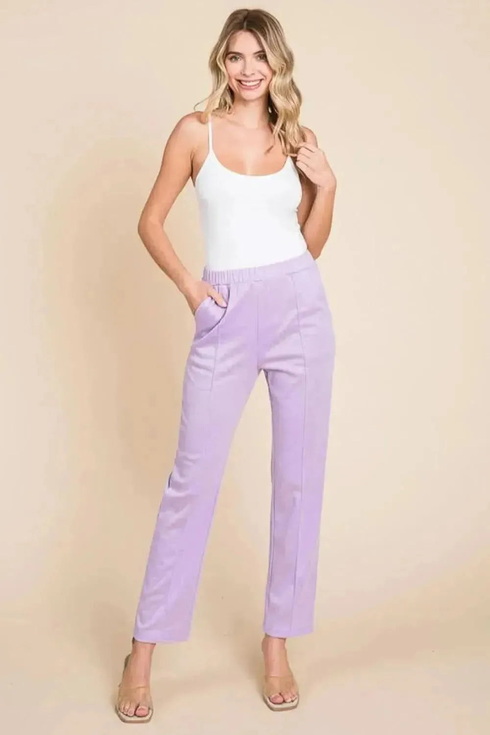 Culture Code Full Size Pin Tuck Detail Slim Pants - Bad Moms Club
