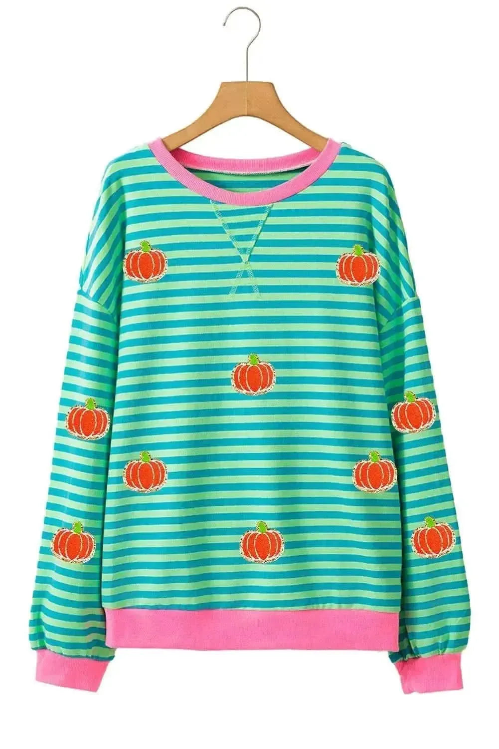 Pumpkin Striped Long Sleeve Sweatshirt - Bad Moms Club