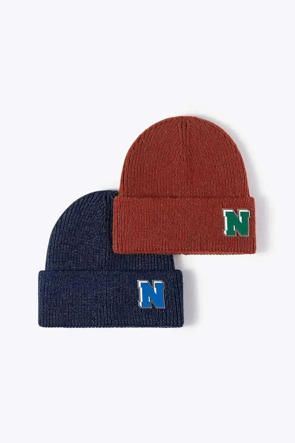 Letter N Patch Cuffed Knit Beanie - Bad Moms Club