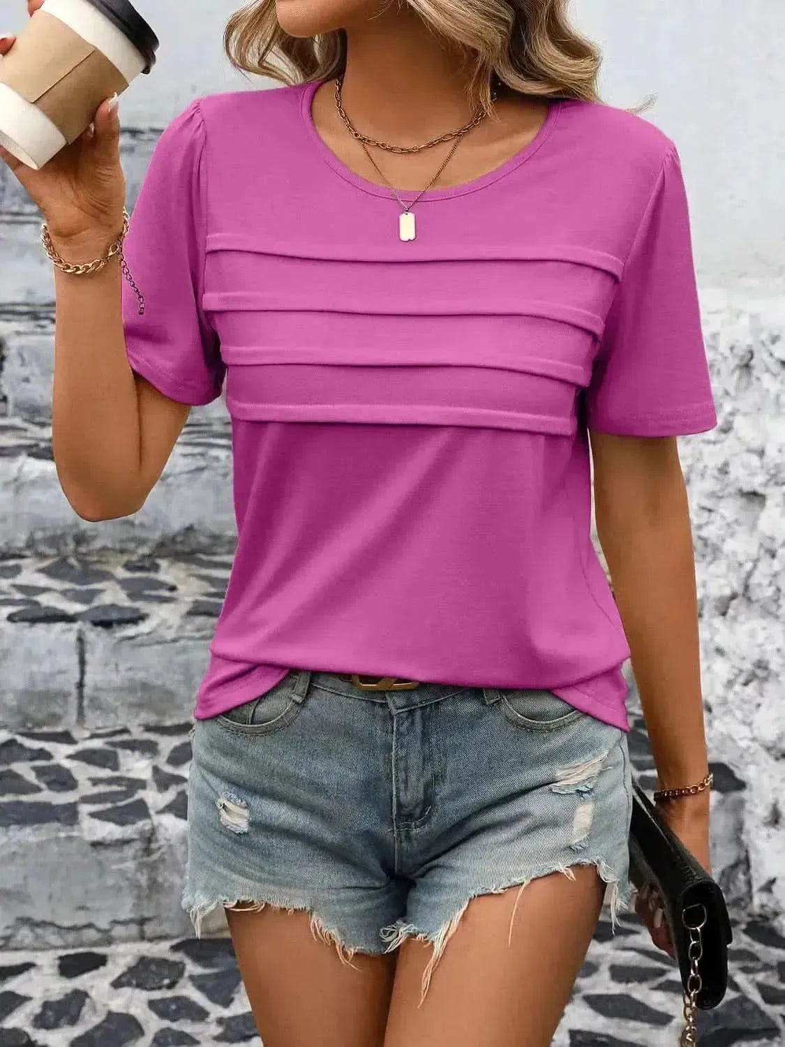 Ivy Lane Round Neck Short Sleeve Top - Bad Moms Club