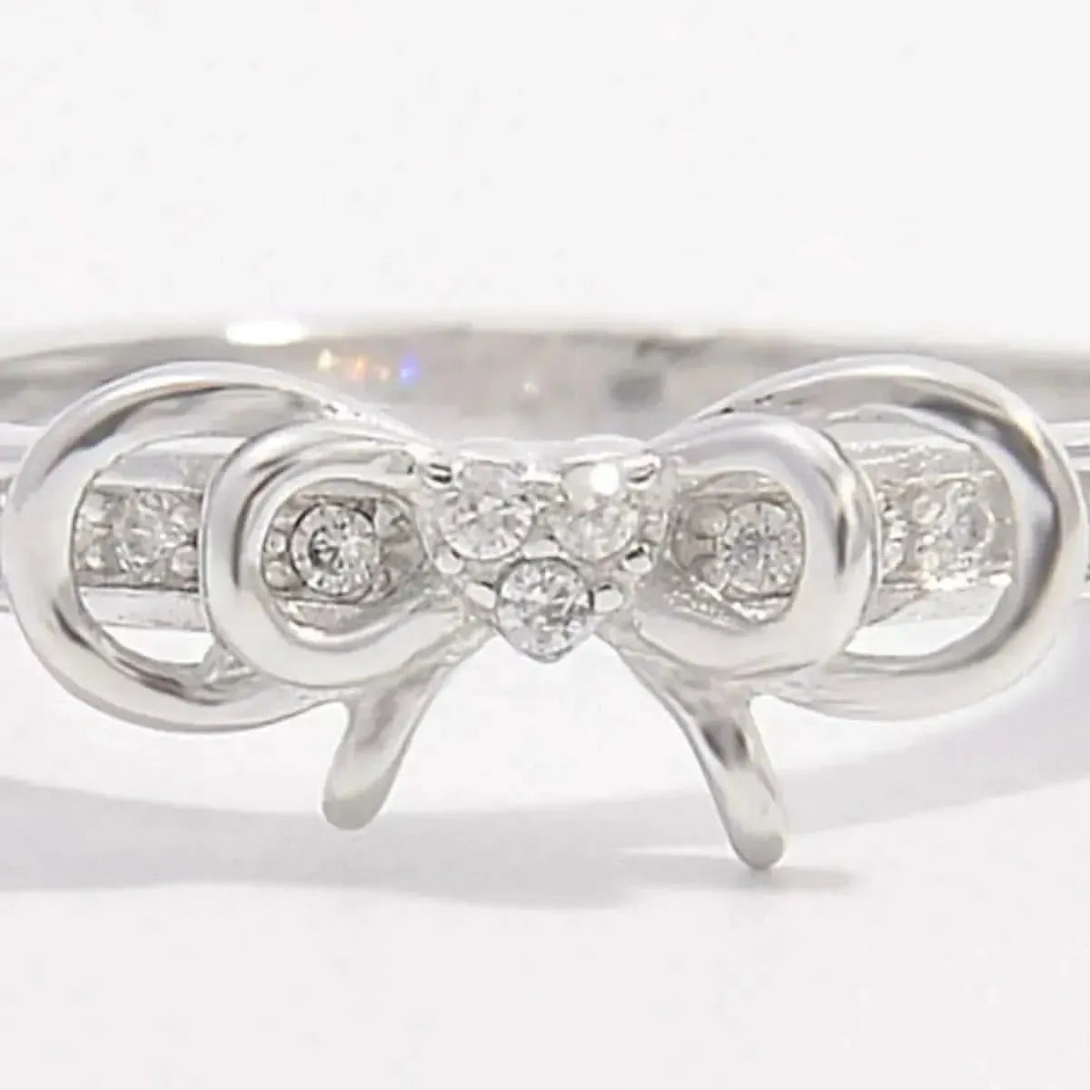 925 Sterling Silver Inlaid Zircon Bow Ring - Bad Moms Club