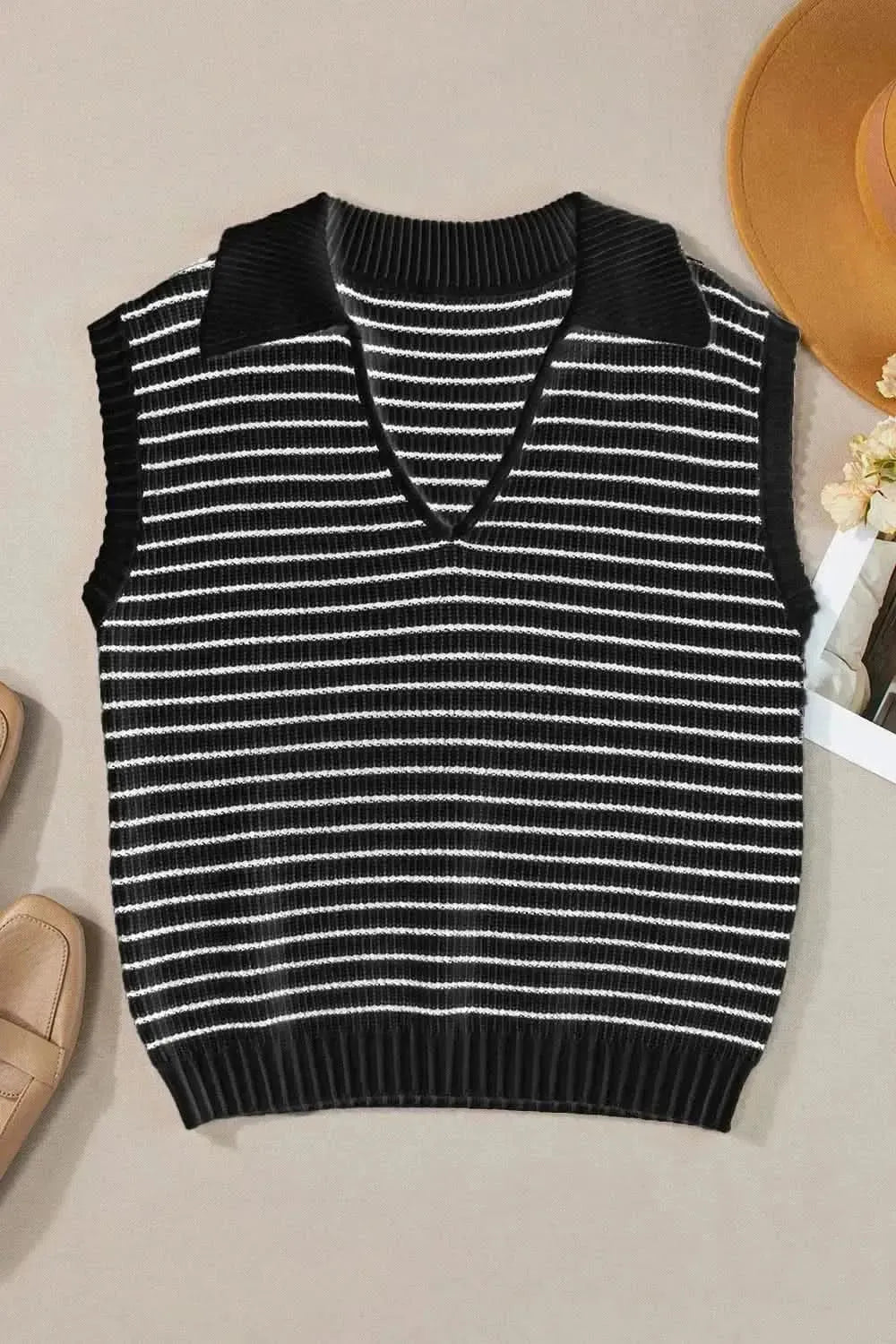 Striped Collared Neck Tank - Bad Moms Club