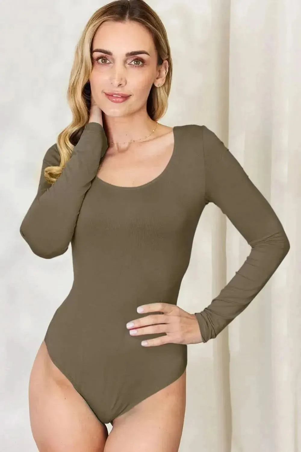 Basic Bae Full Size Round Neck Long Sleeve Bodysuit - Bad Moms Club