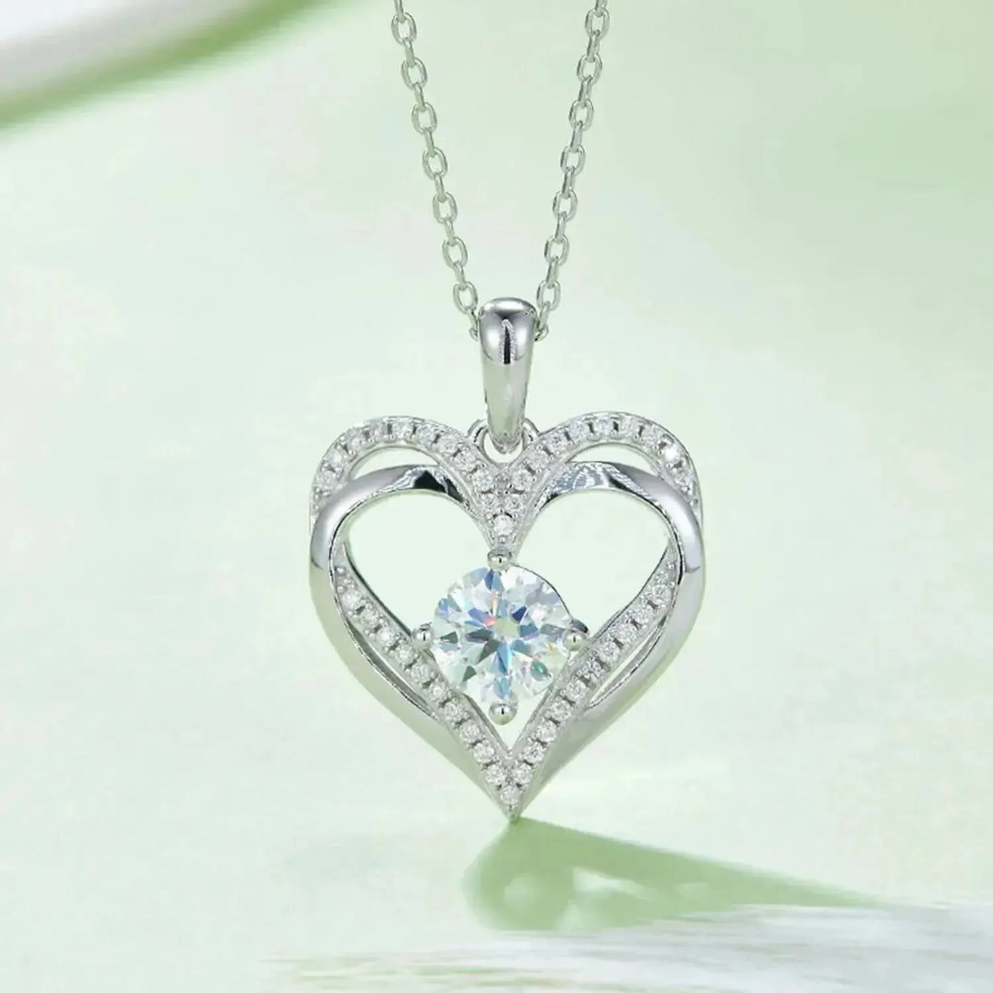 1.2 Carat Moissanite 925 Sterling Silver Heart Necklace - Bad Moms Club