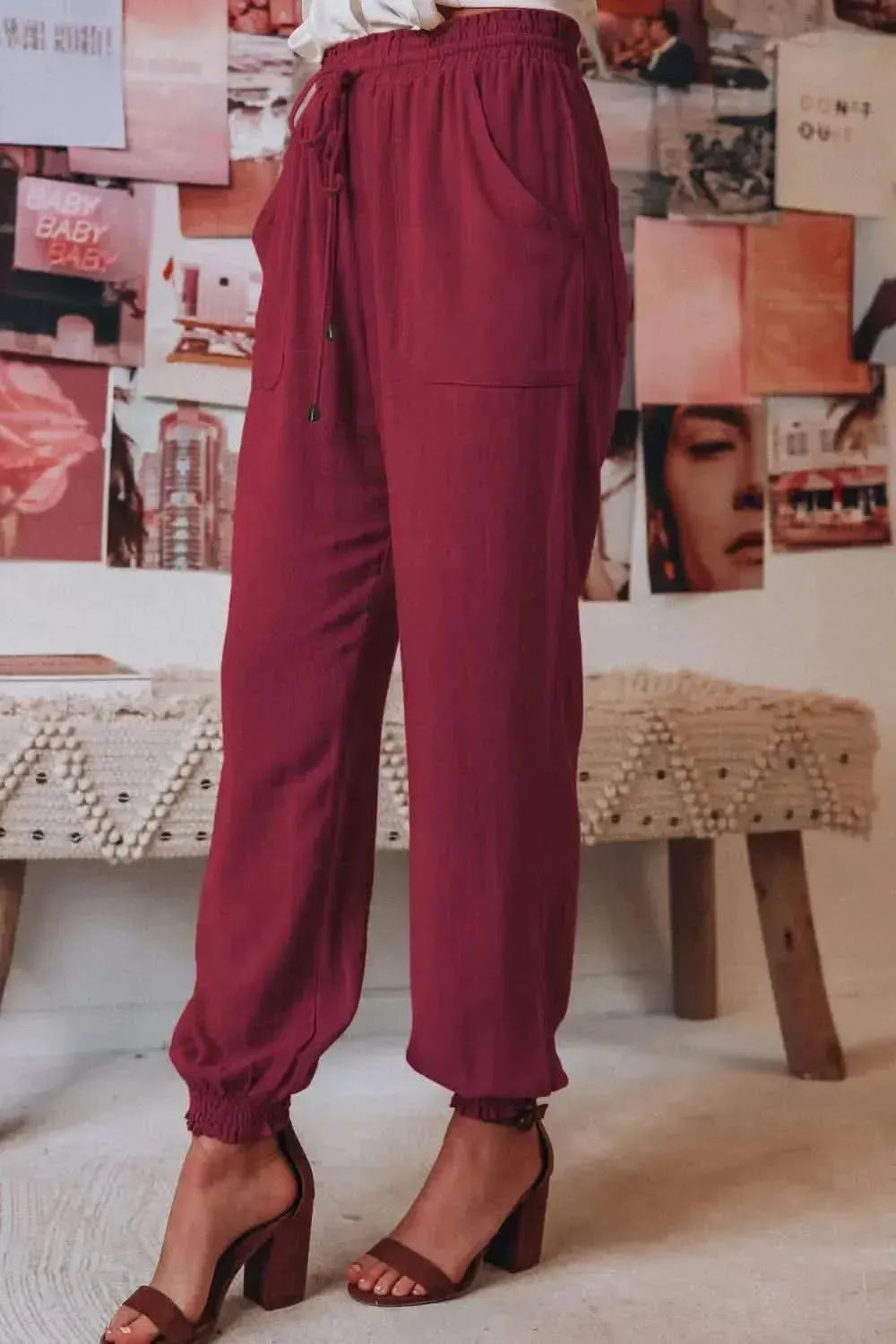 Tied Long Joggers with Pockets - Bad Moms Club