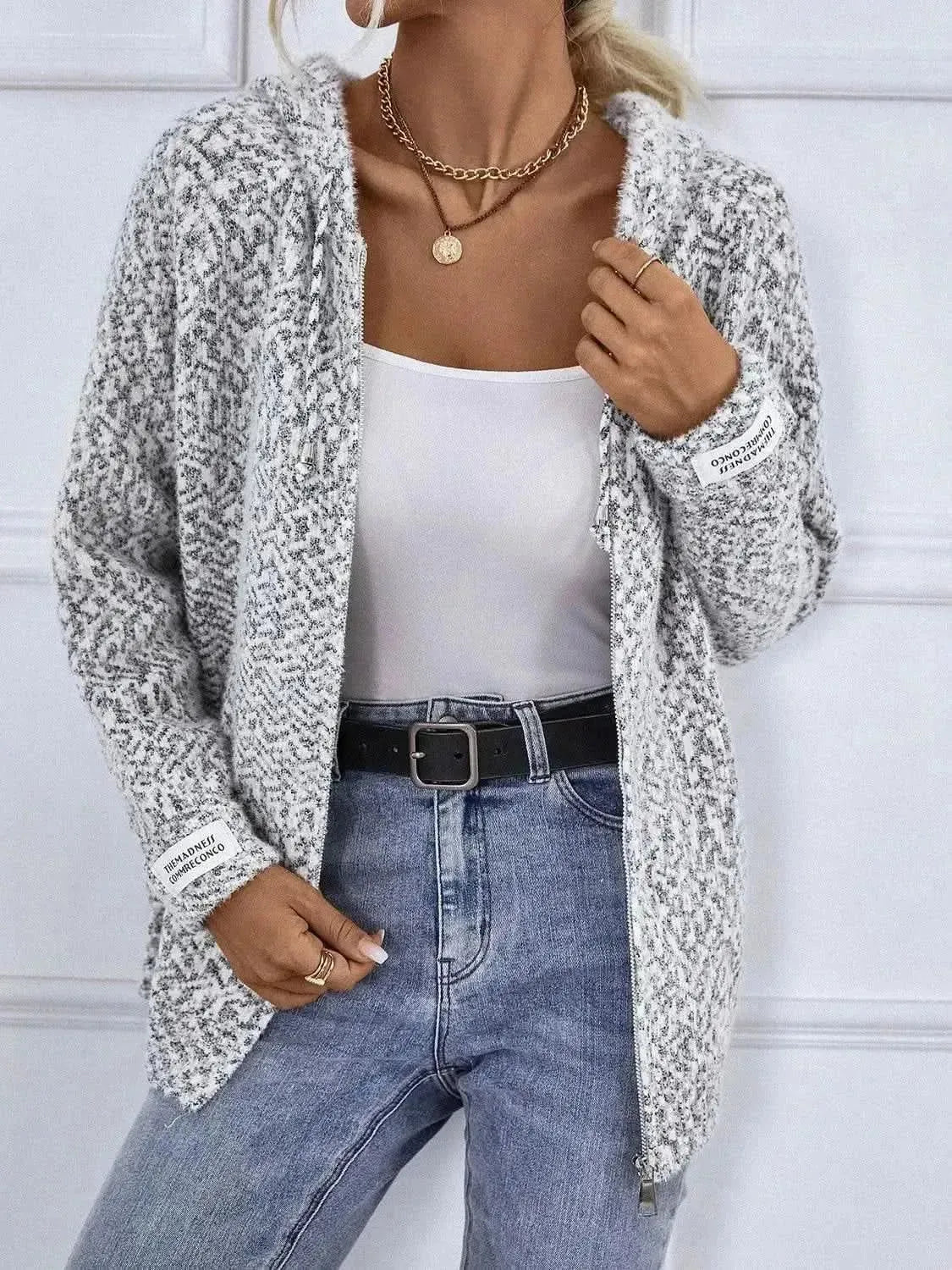 Zip-Up Hooded Sweater - Bad Moms Club