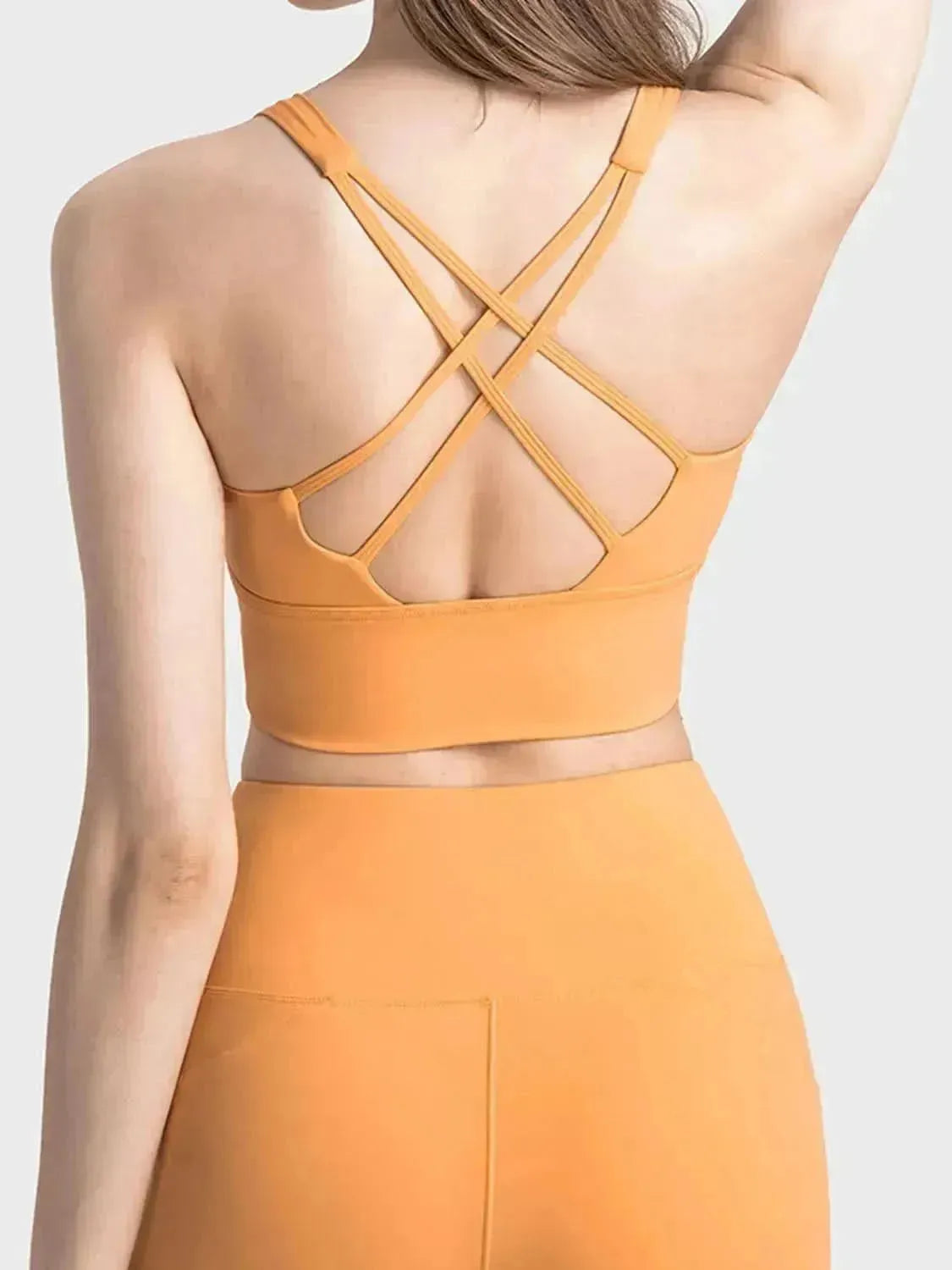 Scoop Neck Crisscross Straps Sports Bra - Bad Moms Club