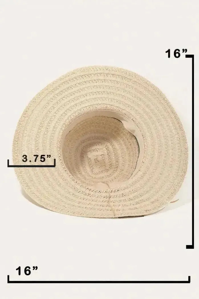 Fame Contrast Straw Braided Sun Hat - Bad Moms Club