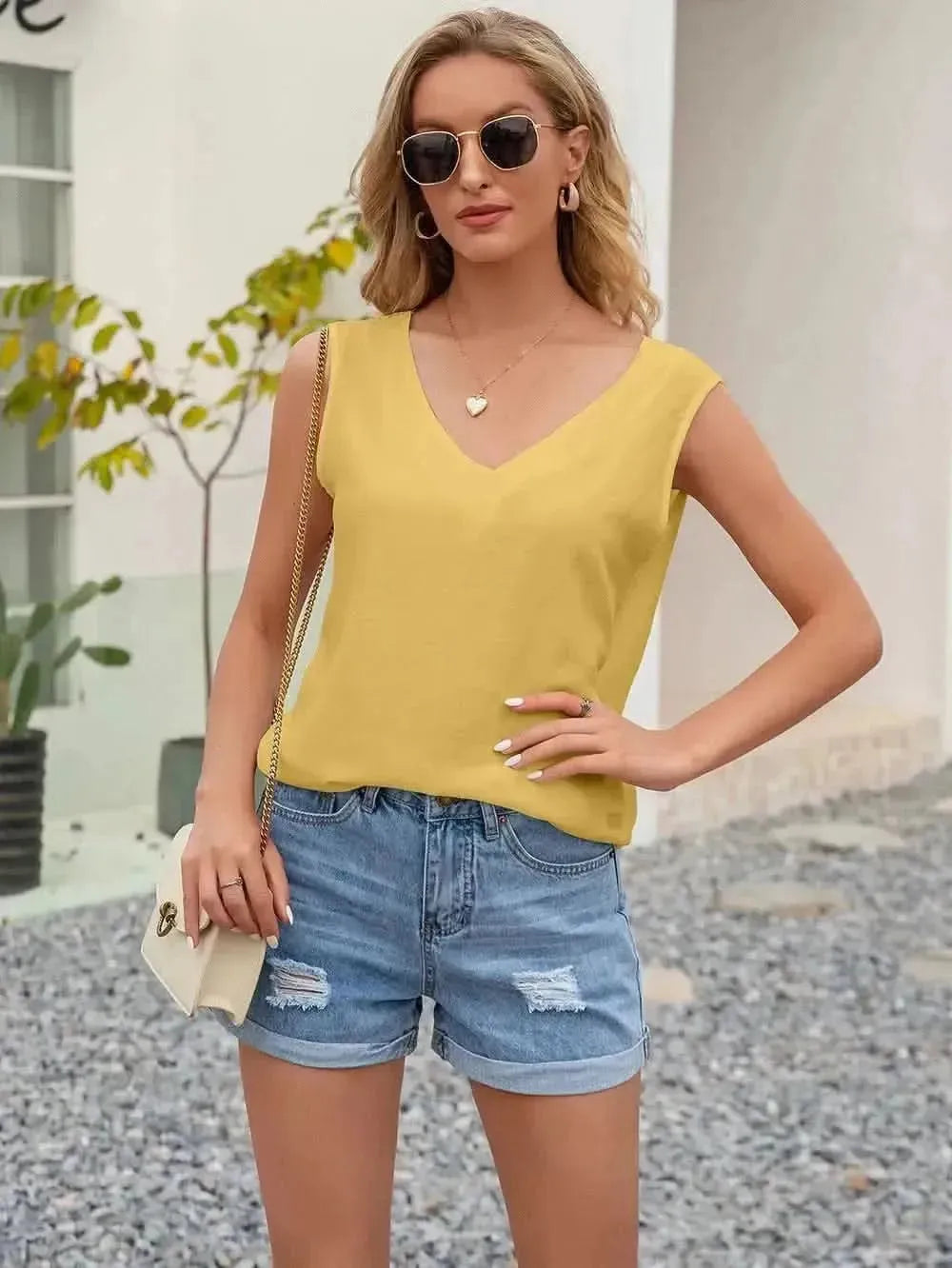 Ivy Lane Cutout V-Neck Tank Top - Bad Moms Club