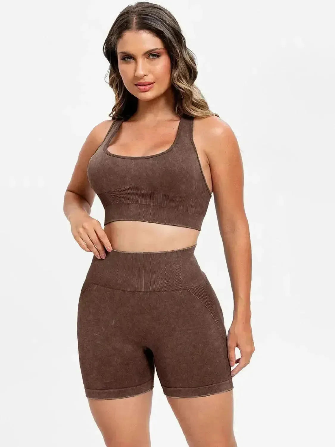 Scoop Neck Wide Strap Top and Shorts Active Set - Bad Moms Club
