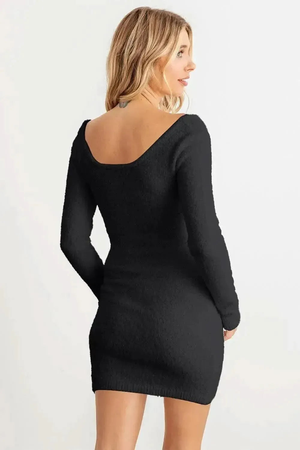 HERA COLLECTION Fluffy Bow Cut-Out Detail Long Sleeve Mini Dress - Bad Moms Club