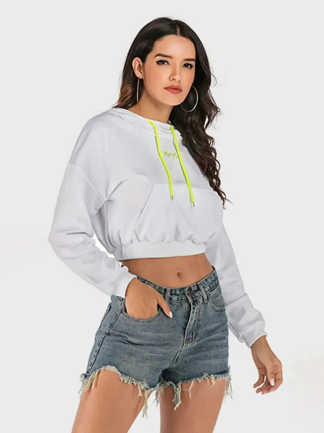 Perfee Drawstring Letter Long Sleeve Hoodie - Bad Moms Club