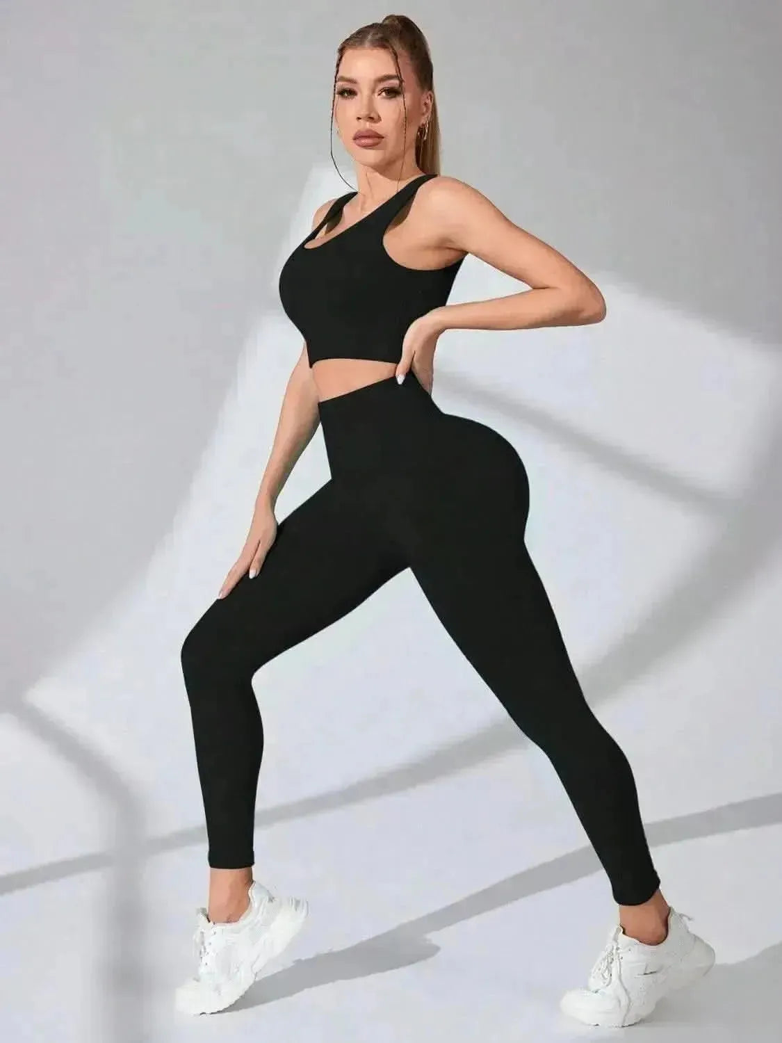 Scoop Neck Wide Strap Top and Pants Active Set - Bad Moms Club