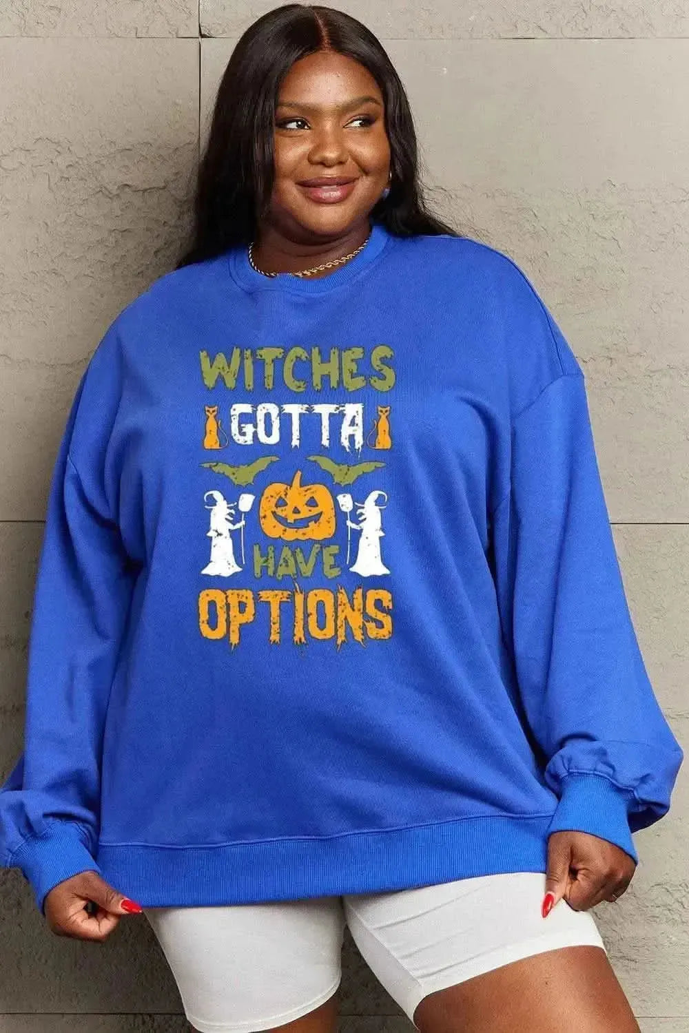 Simply Love Full Size Graphic Drop Shoulder Sweatshirt - Bad Moms Club