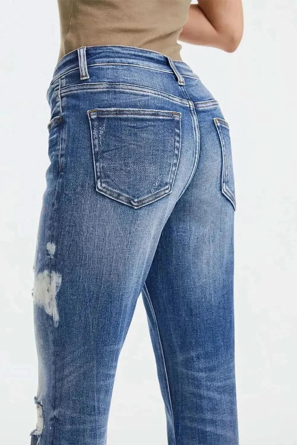 BAYEAS Full Size High Waist Distressed Paint Splatter Pattern Jeans - Bad Moms Club