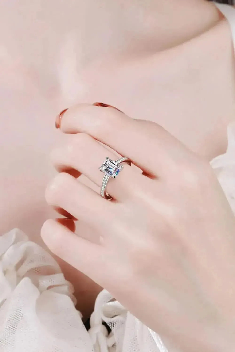 925 Sterling Silver Side Stone Moissanite Ring - Bad Moms Club