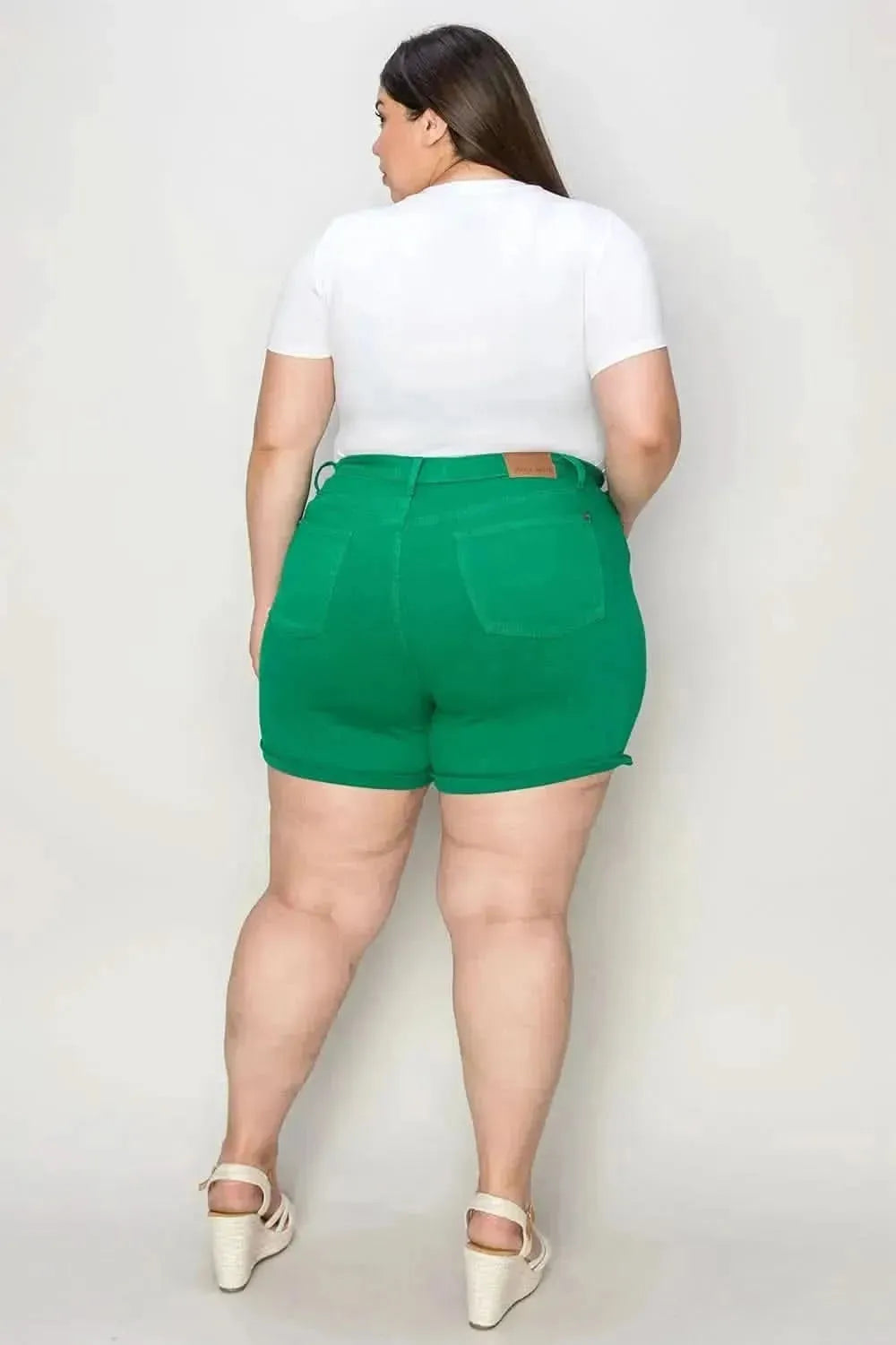 Judy Blue Full Size Tummy Control Garment Dyed Denim Shorts - Bad Moms Club