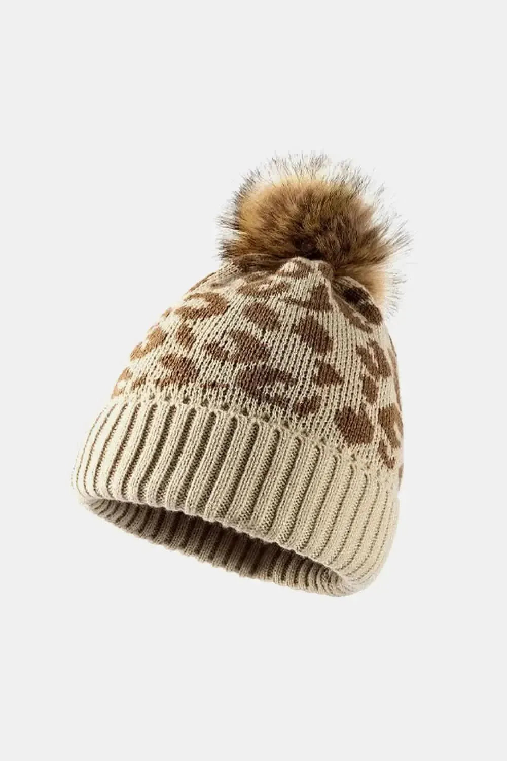 Leopard Pom-Pom Cuffed Beanie - Bad Moms Club