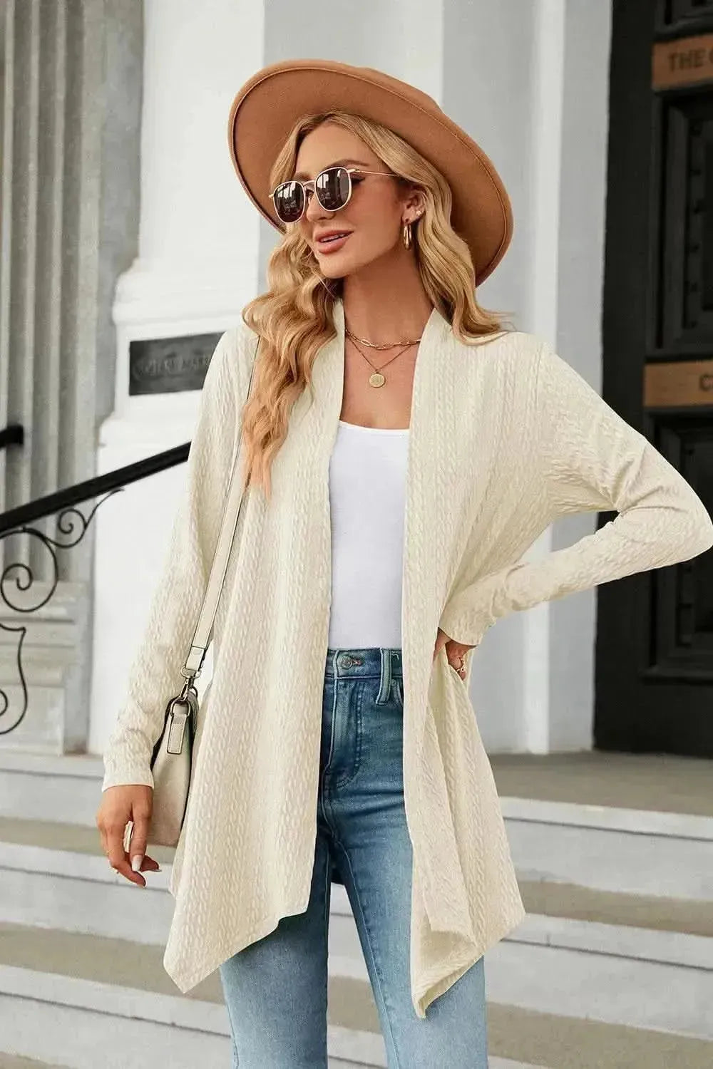 Open Front Long Sleeve Cardigan - Bad Moms Club