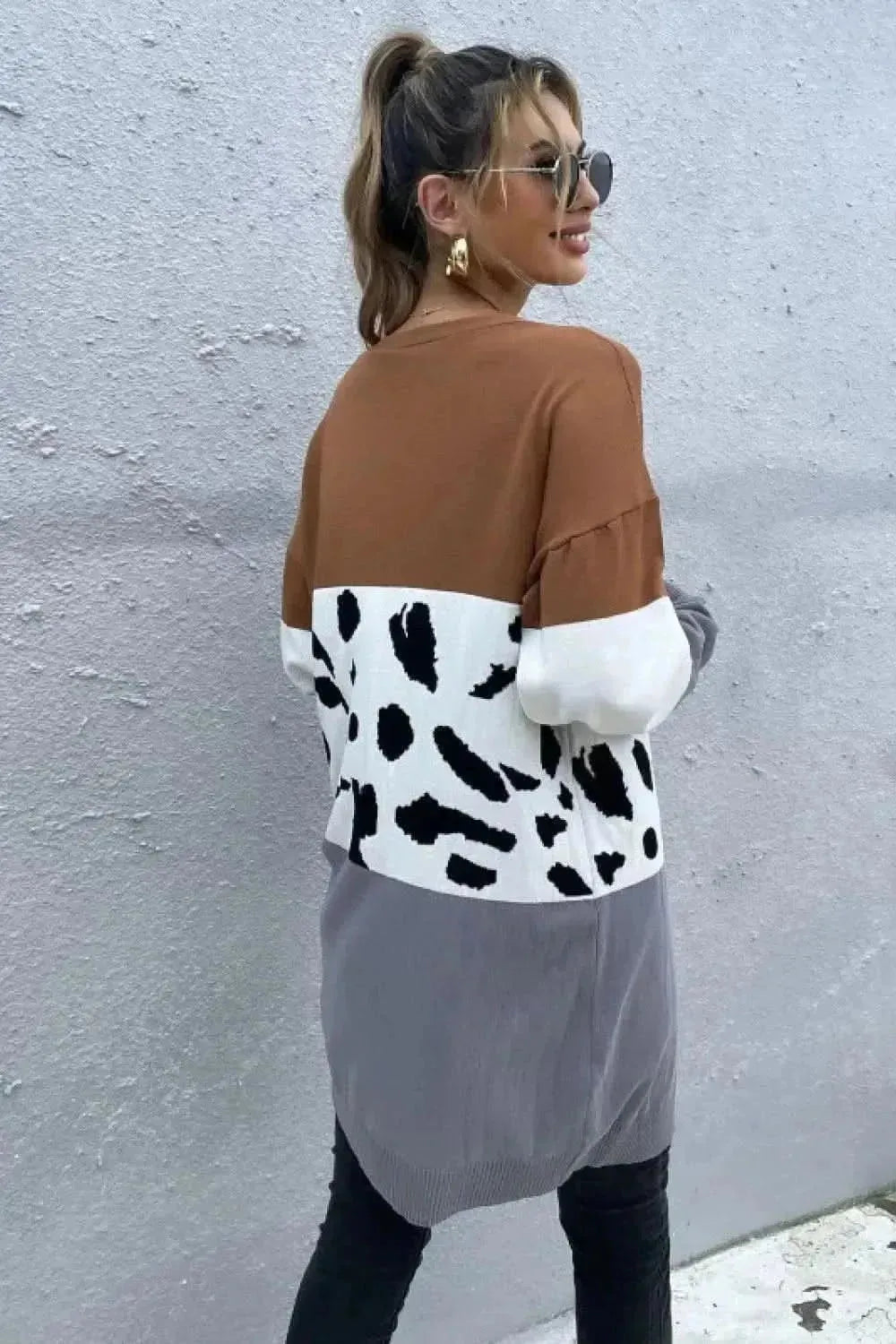 Leopard Color Block Cardigan - Bad Moms Club