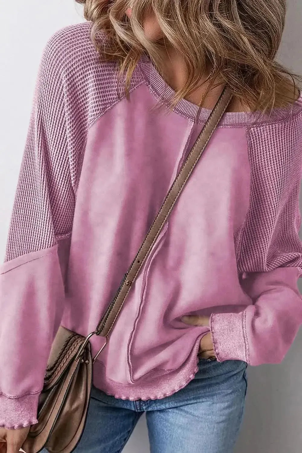 Exposed Seam Long Sleeve Sweatshirt - Bad Moms Club