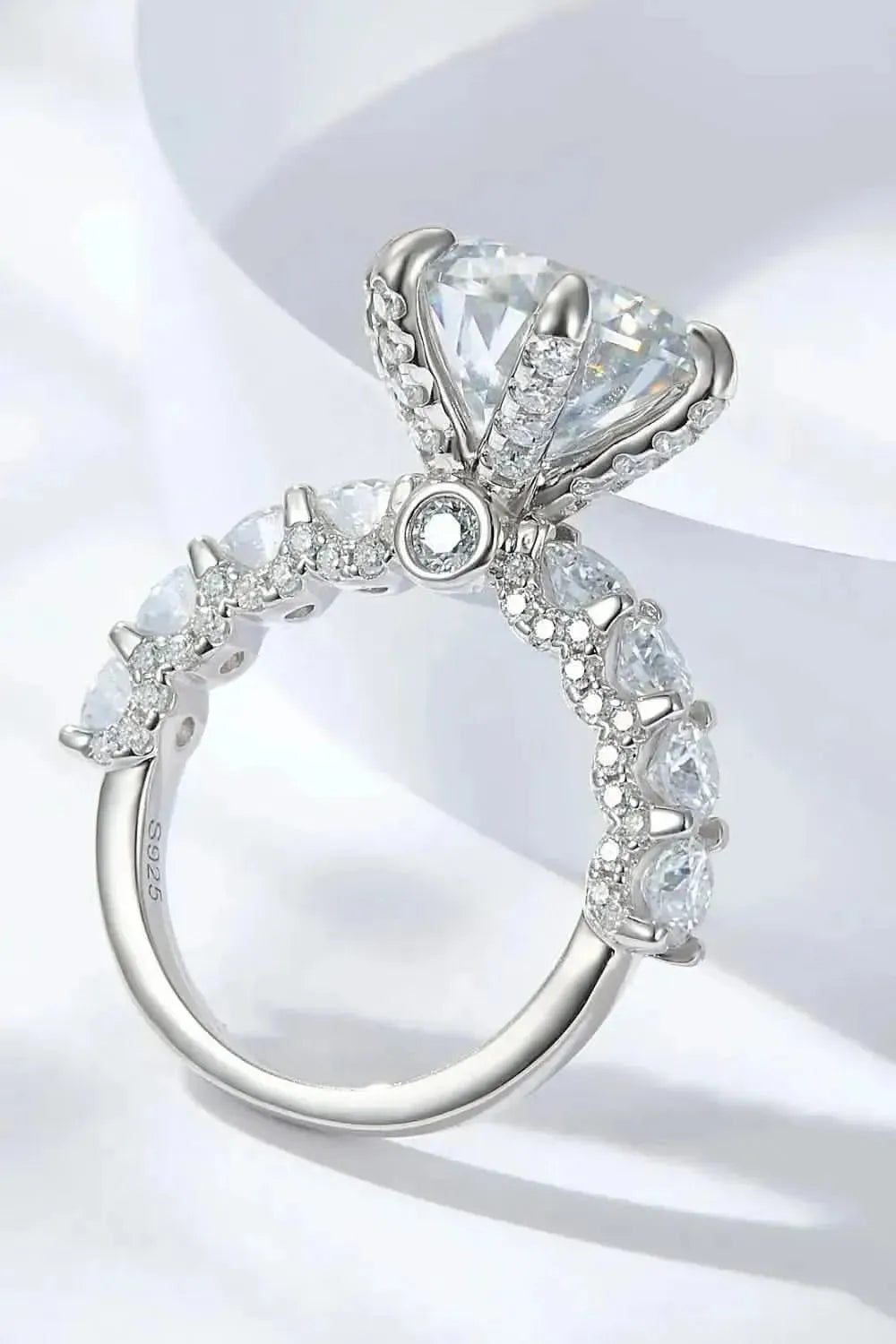 3-Carat Moissanite Platinum-Plated Side Stone Ring - Bad Moms Club