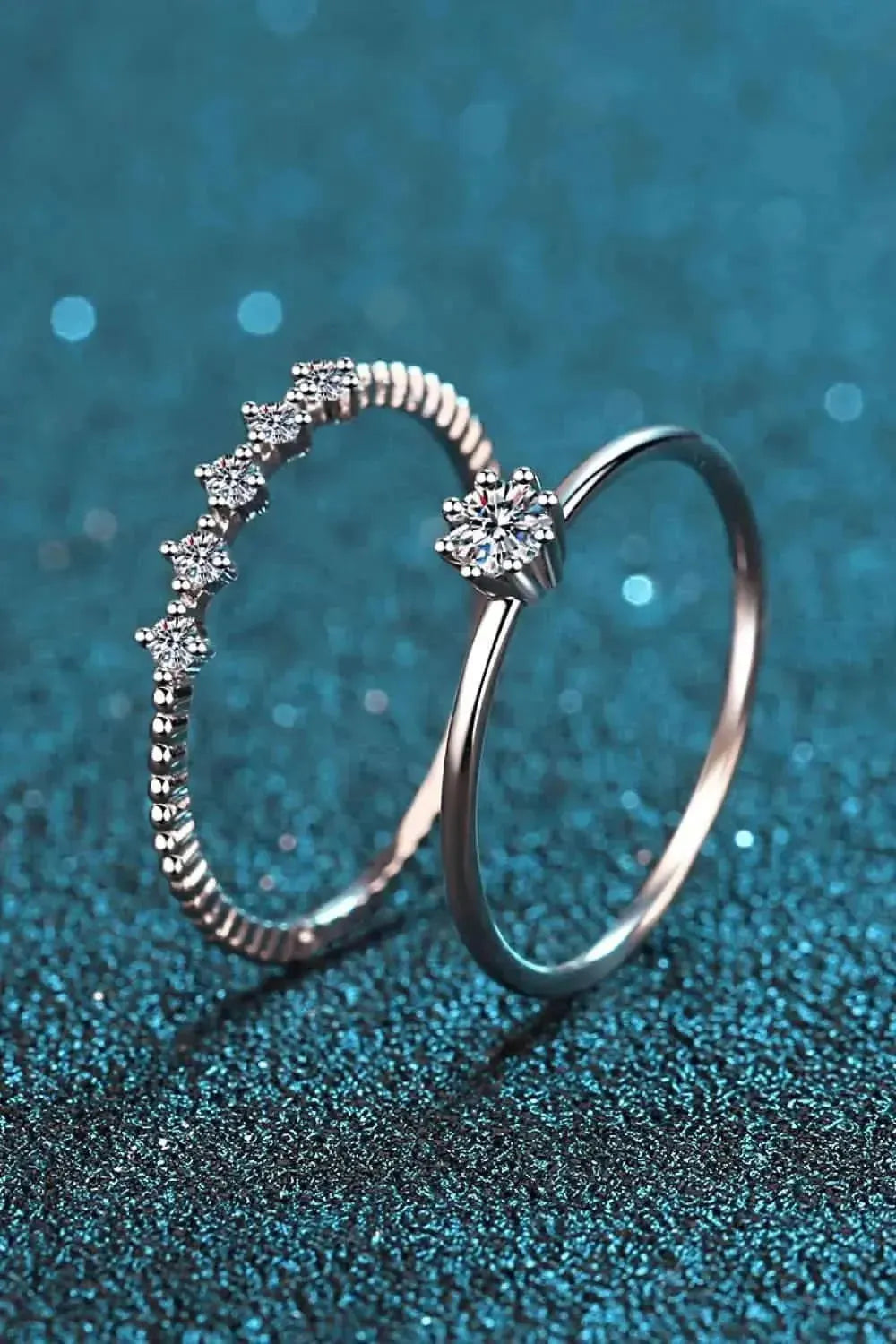 Moissanite 925 Sterling Silver Two-Piece Ring Set - Bad Moms Club