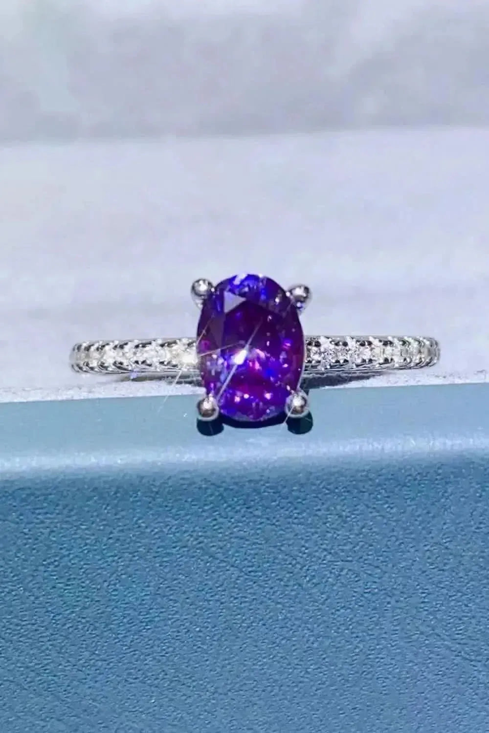 1 Carat Purple Moissanite 4-Prong Ring - Bad Moms Club