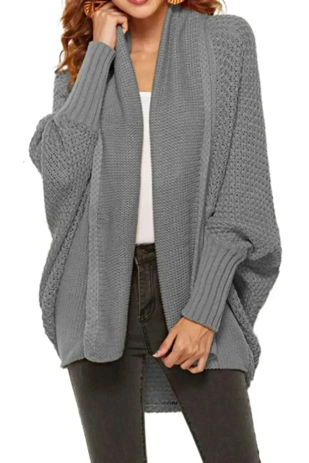 Open Front Dolman Sleeve Longline Cardigan - Bad Moms Club