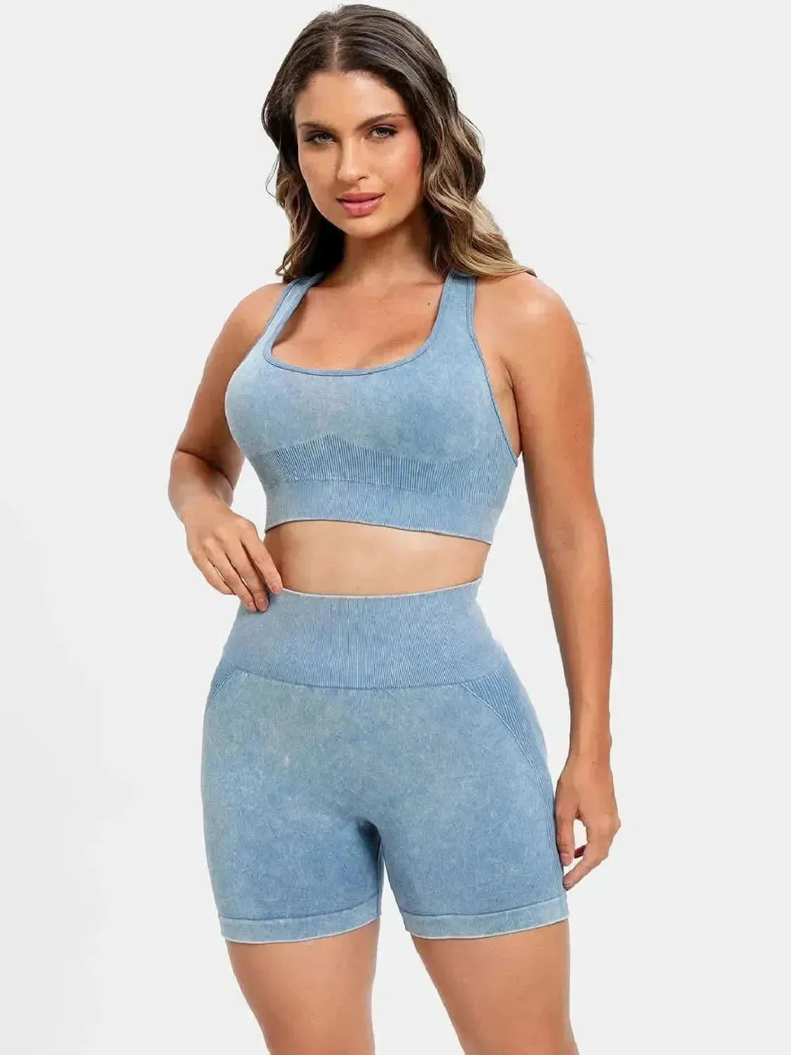 Scoop Neck Wide Strap Top and Shorts Active Set - Bad Moms Club