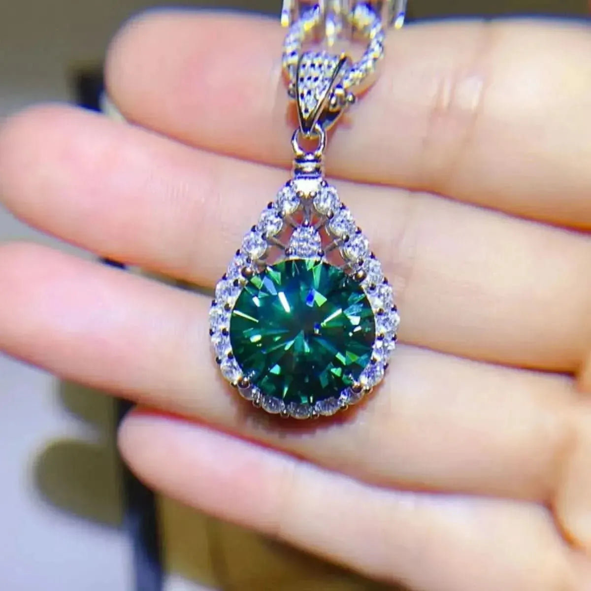 10 Carat Moissanite 925 Sterling Silver Teardrop Shape Necklace - Bad Moms Club