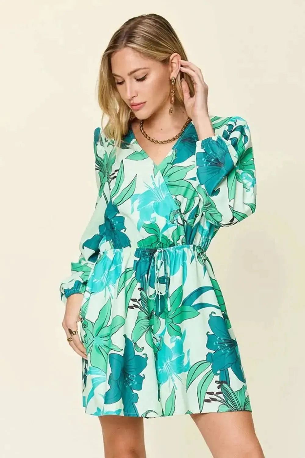 Double Take Full Size Floral Long Sleeve Romper with Pockets - Bad Moms Club