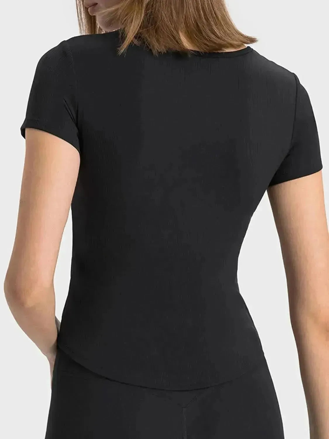 Notched Short Sleeve Active T-Shirt - Bad Moms Club