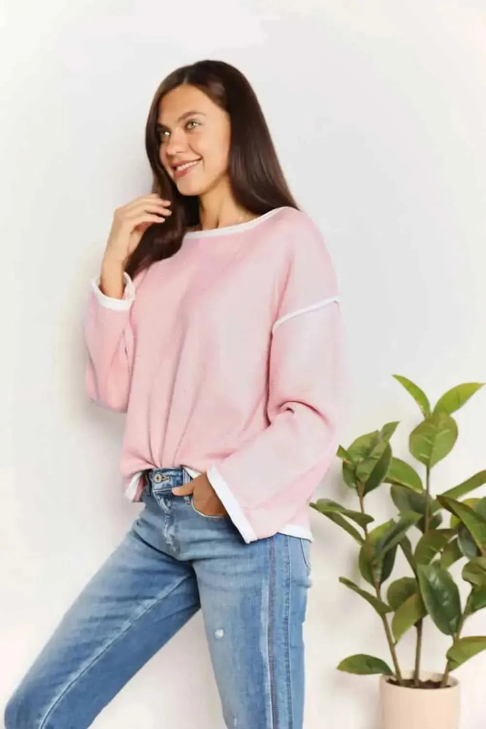 Angel Wings Contrast Detail Dropped Shoulder Knit Top - Bad Moms Club