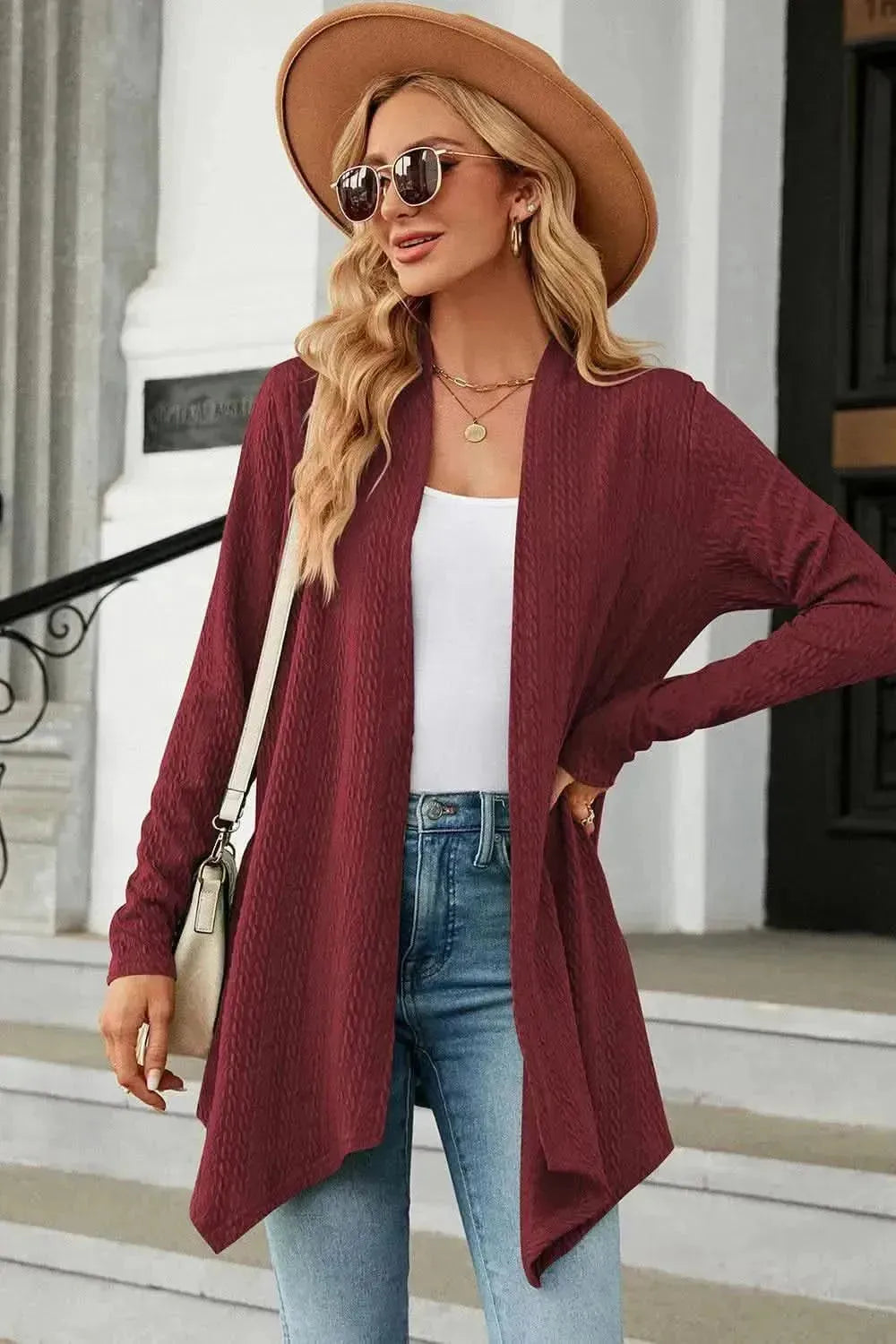 Open Front Long Sleeve Cardigan - Bad Moms Club