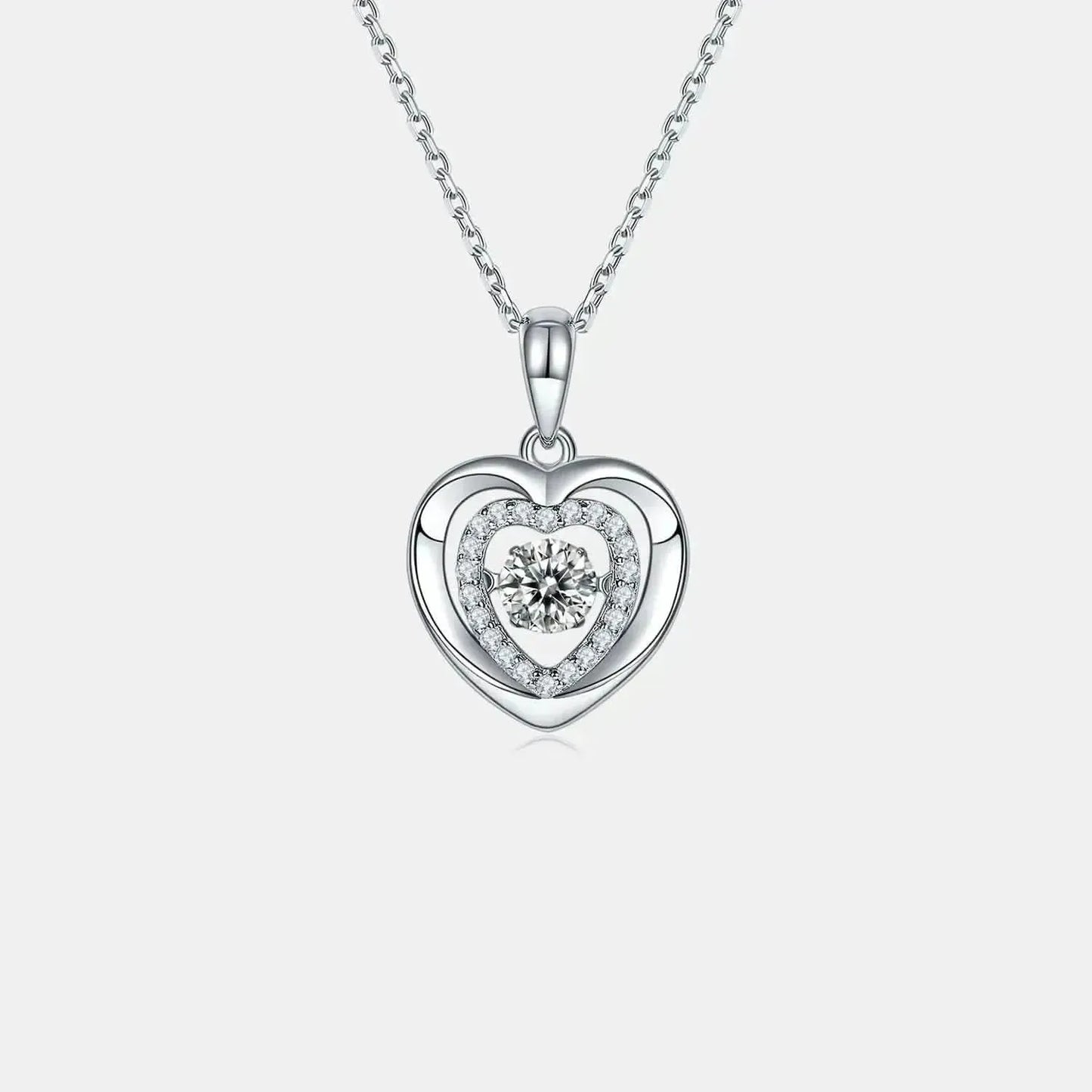Moissanite 925 Sterling Silver Heart Necklace - Bad Moms Club