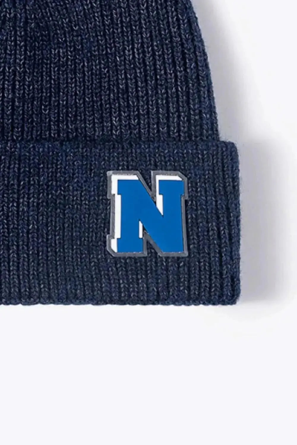 Letter N Patch Cuffed Knit Beanie - Bad Moms Club
