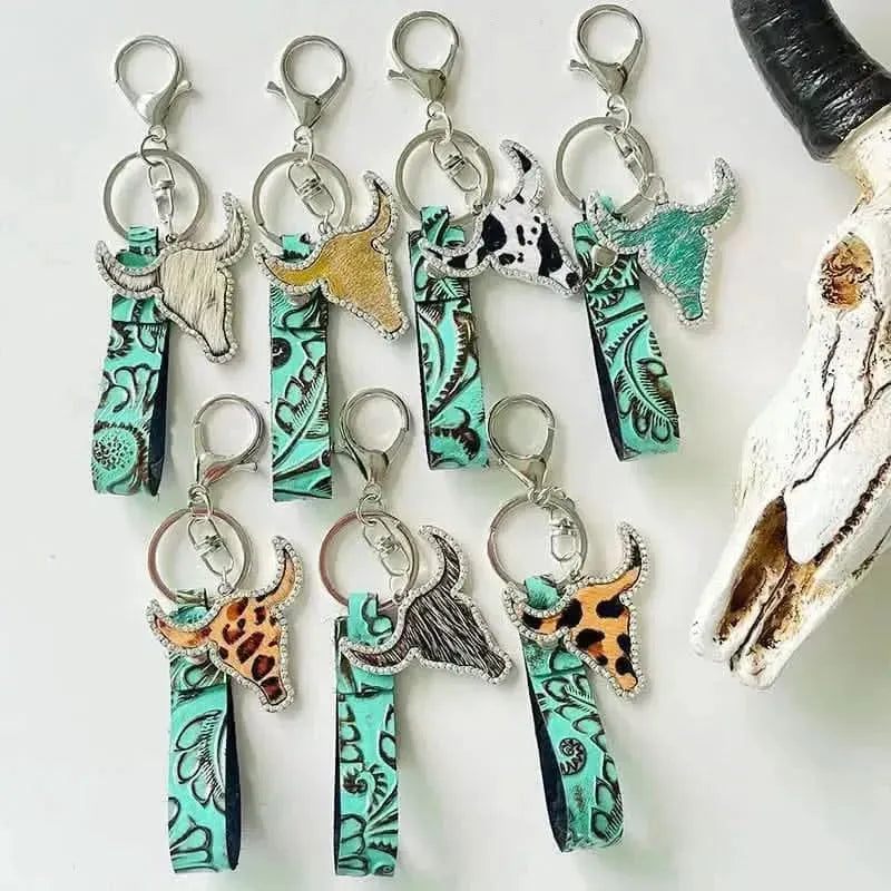 Rhinestone Bull Keychain - Bad Moms Club